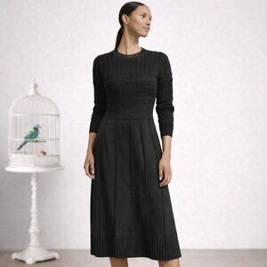 REISS Black Knit Midi Dress | Size US 6 (EU 38)